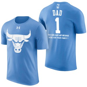 Chicago Bulls 2018 No.1 DAD With Message Men's Father's Day T-Shirt - Blue 857622-768