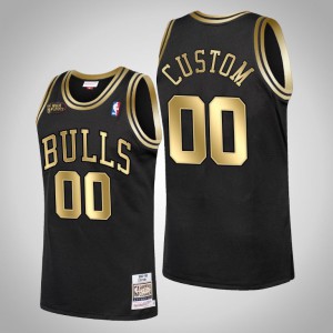 Custom Chicago Bulls Golden Limited Men's #00 1998 Finals Champions Jersey - Black 614393-314