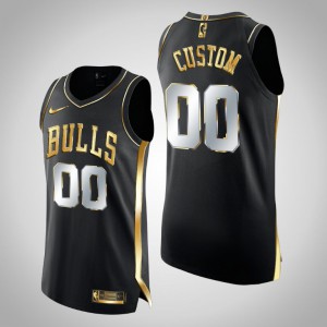 Custom Chicago Bulls Men's #00 Golden Edition Authentic Limited Jersey - Black 160647-414