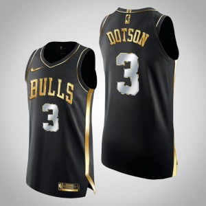 Devon Dotson Chicago Bulls Men's #3 Authentic Golden Jersey - Black 633105-460