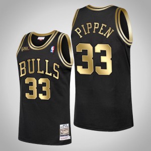 Scottie Pippen Chicago Bulls Golden Limited Men's #33 1998 Finals Champions Jersey - Black 964906-609