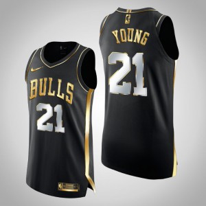 Thaddeus Young Chicago Bulls Men's #21 Golden Edition Authentic Limited Jersey - Black 427642-160