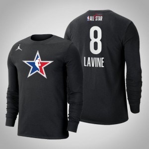 Zach LaVine Chicago Bulls Official Logo Long Sleeve Men's #8 2021 NBA All-Star T-Shirt - Black 320078-444