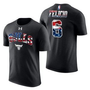 Cristiano Felicio Chicago Bulls Banner Wave Stars & Stripes Men's #6 Independence Day T-Shirt - Black 505923-138