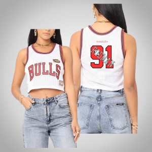 Dennis Rodman Chicago Bulls 2021 Tank Top Women's Mesh Crop Jersey - White 828557-983