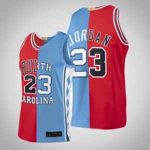 Michael Jordan Chicago Bulls Bulls X Tar Heel Retired Number Edition Men's #23 Split Jersey - red blue 770194-623