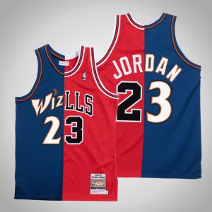 Michael Jordan Chicago Bulls Bulls X Wizards Retired Number Special Edition Men's #23 Split Jersey - Red Navy 985486-632