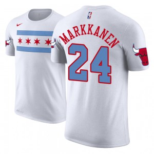 Lauri Markkanen Chicago Bulls Edition Name & Number Men's #24 City T-Shirt - White 374789-267