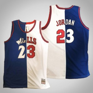 Michael Jordan Chicago Bulls Wizards X Bulls Retired Number Edition Men's #23 Split Jersey - Navy White 911274-969
