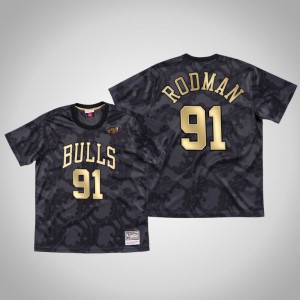 Dennis Rodman Chicago Bulls Mesh Men's #91 Black Toile T-Shirt - Black 839846-465