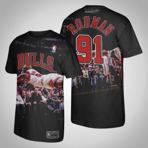 Dennis Rodman Chicago Bulls Men's #91 Dived for Ball T-Shirt - Black 183345-699