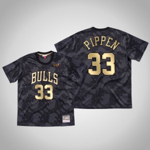 Scottie Pippen Chicago Bulls Mesh Men's #33 Black Toile T-Shirt - Black 990038-799