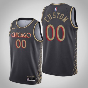 Custom Chicago Bulls 2020-21 Men's #00 City Jersey - Black 311821-120