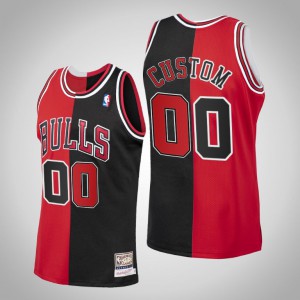Custom Chicago Bulls Men's #00 Split Jersey - Black Red 403687-711