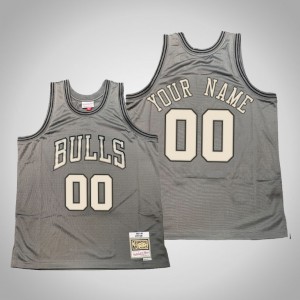 Custom Chicago Bulls Hardwood Classics Throwback Men's #00 Metal Works Jersey - Gray 534202-169