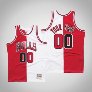 Custom Chicago Bulls 1997-98 Hardwood Classics Men's #00 Split Jersey - White Red 356050-436