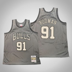 Dennis Rodman Chicago Bulls Hardwood Classics Throwback Men's #91 Metal Works Jersey - Gray 618016-832