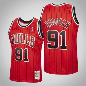 Dennis Rodman Chicago Bulls Hardwood Classics Men's #91 Reload Jersey - Red 298166-617