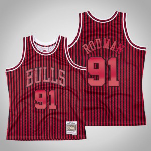Dennis Rodman Chicago Bulls Men's #91 Striped Jersey - Red 365905-671