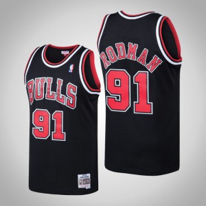 Dennis Rodman Chicago Bulls Swingman Mitchell & Ness Men's #91 Hardwood Classics Jersey - Black 217597-655