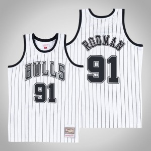 Dennis Rodman Chicago Bulls Hardwood Classics Men's #91 Concord Collection Jersey - White Black 610286-645