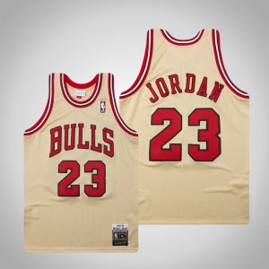 Michael Jordan Chicago Bulls 1995-96 Authentic Men's #23 Hardwood Classics Jersey - Gold 815816-844