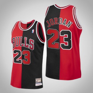 Michael Jordan Chicago Bulls Men's #23 Split Jersey - Black Red 133282-813