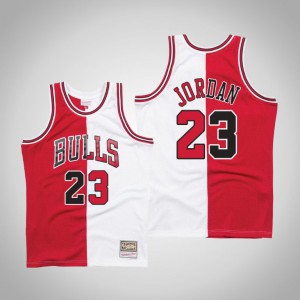 Michael Jordan Chicago Bulls 1997-98 Hardwood Classics Men's #23 Split Jersey - White Red 864376-684