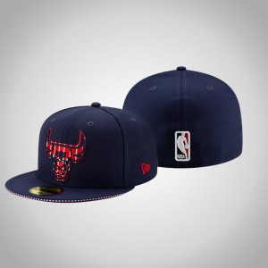Chicago Bulls Logo Starred 59FIFTY Fitted Men's Independence Day Hat - Navy 162164-716