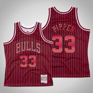 Scottie Pippen Chicago Bulls Men's #33 Striped Jersey - Red 787424-526