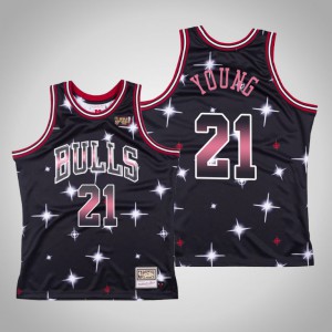 Thaddeus Young Chicago Bulls Swingman Mitchell & Ness Classic Men's #21 Airbrush Knit Jersey - Black 605698-953