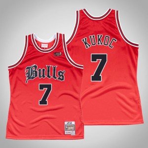 Toni Kukoc Chicago Bulls 1997-98 Faded Men's #7 Old English Jersey - Red 624443-421