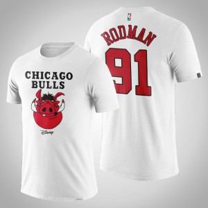 Dennis Rodman Chicago Bulls Postseason Men's #91 Disney X NBA Mascot Crossover T-Shirt - White 257563-920