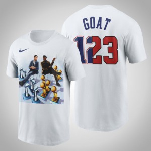 Michael Jordan Chicago Bulls Michael Jordan and Tom Brady Goats Forever Men's #23 Player Graphic T-Shirt - White 222693-658