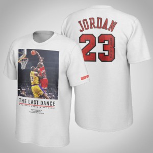 Michael Jordan Chicago Bulls Dunk Over James Men's #23 The Last Dance T-Shirt - White 103830-550