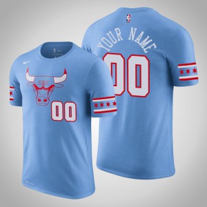 Custom Chicago Bulls 2020 Season Name & Number Men's #00 City T-Shirt - Blue 862959-158