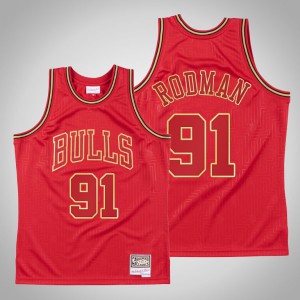 Dennis Rodman Chicago Bulls Swingman Mitchell & Ness Throwback Men's #91 2020 CNY Jersey - Red 930823-366