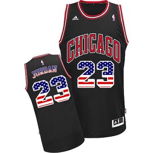 Michael Jordan Chicago Bulls American flag Editon Men's #23 Fashion Jersey - Black 895640-615