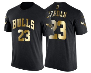 Michael Jordan Chicago Bulls Retired Player Name & Number Men's #23 Gilding T-Shirt - Gold 375052-338