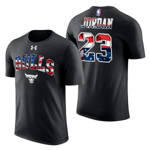 Michael Jordan Chicago Bulls Banner Wave Stars & Stripes Men's #23 Independence Day T-Shirt - Black 189430-513