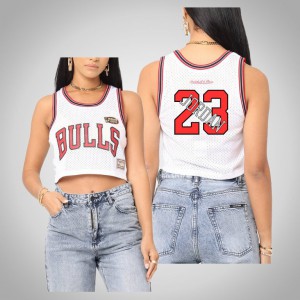 Michael Jordan Chicago Bulls 2021 Tank Top Women's Mesh Crop Jersey - White 428881-739