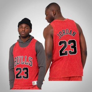 Michael Jordan Chicago Bulls Men Worn Out Tnak Men's Quintessential Jersey - Red 476381-925