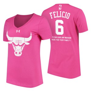 Cristiano Felicio Chicago Bulls With Message Women's #6 Mother's Day T-Shirt - Pink 549870-134