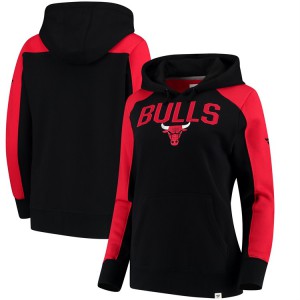 Chicago Bulls Iconic Pullover Women's Raglan Hoodie - Black Red 464293-943