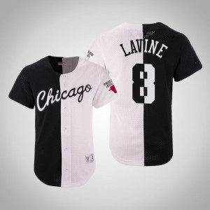 Zach LaVine Chicago Bulls Mitchell & Ness Hardwood Classics Men's #8 Split Mesh Button Jersey - Black White 290523-558